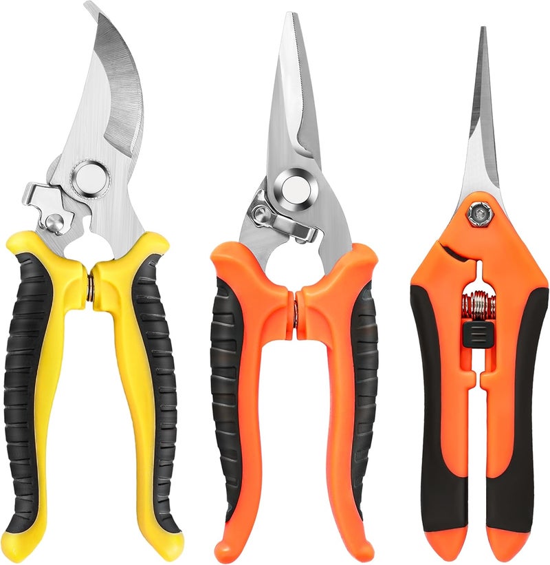 EWPJDK 3 Pack Garden Pruning Shears, Stainless Steel Shears, Gardening Shears, Scissors, Garden Clippers, Pruning Snips, Pruning Shears for Gardening Tools - Image 1
